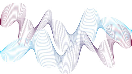 	
Vector curvy abstract line art wavy flowing dynamic colorful lines white background in concept music or sound, wave, wind, information flow	
