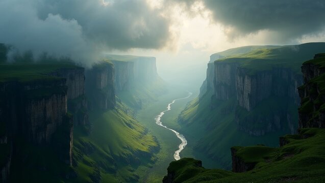 waterfall in the mountains blue sky