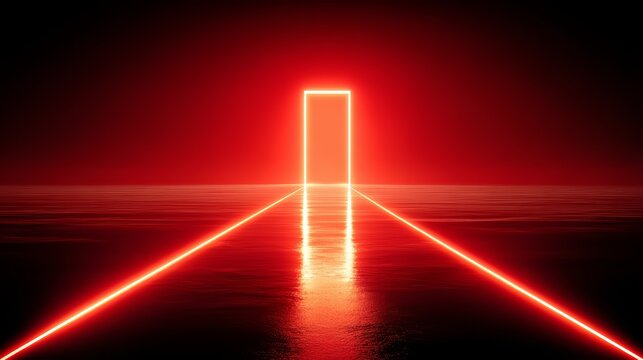 Red lighted path is shown on a dark background. The path is lit up and he is leading somewhere