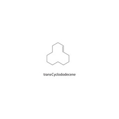 trans-Cyclododecene skeletal structure. Unsaturated cyclic hydrocarbon compound schematic illustration. Simple diagram, chemical formula.
