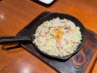 fried rice with vegetables and pork restaurant dish