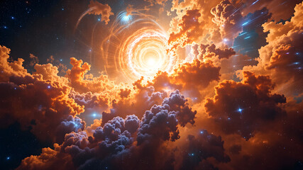 Breathtaking Cosmic Vortex in a Nebula-Filled Sky