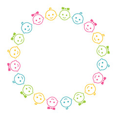 Colorful Circle Border with Baby Faces