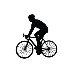 Black silhouette cyclist pedaling on white background Vector illustration