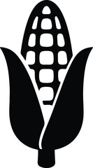 Silhouette sweetcorn cob maize simple isolated icon vector Illustrator