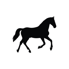 Black silhouette horse jumping on white background Vector illustration