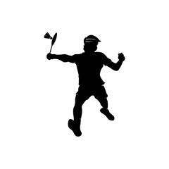 silhouette of people playing badminton Vector