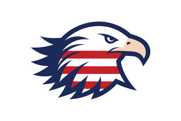 Obraz premium Patriotic Eagle Head Logo Design American Pride in Bold Stripes