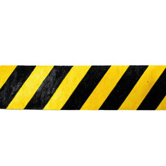 Yellow and black striped tape is on a white background