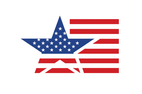 Patriotic Star and Stripes Design American Flag Icon Graphic