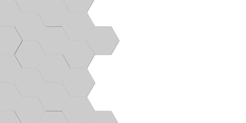 Fototapeta premium Abstract White Hexagon Vector Wallpaper with Hexagon Grid, Realistic Geometric Mesh Cells Texture, Minimal Futuristic Medical Concept on Transparent Background.