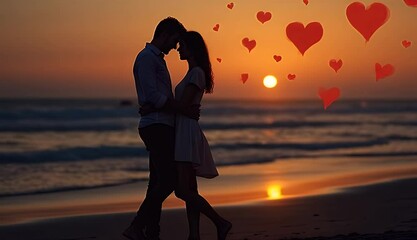 Silhouettes of a Couple on a Dream Honeymoon