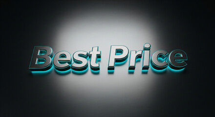 Fototapeta premium Best Price presented in luminous lettering on a metallic surface conveying value and savings.