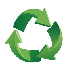 green recycle symbol on vector white background