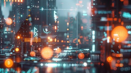 Digital futuristic cityscape image