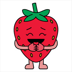 Adorable strawberry character with arms, legs, and cheerful smile illustration. Perfect for pop culture merch and kids nutrition education.