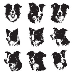 Black silhouette of border collie head