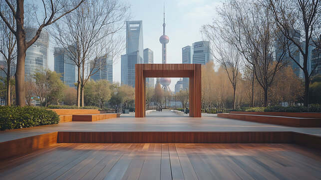 Modern cityscape view of shanghai from pudong central park in china - Powered by Adobe