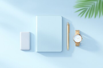 minimalistic design featuring event planning essentials neatly organized on pristine table