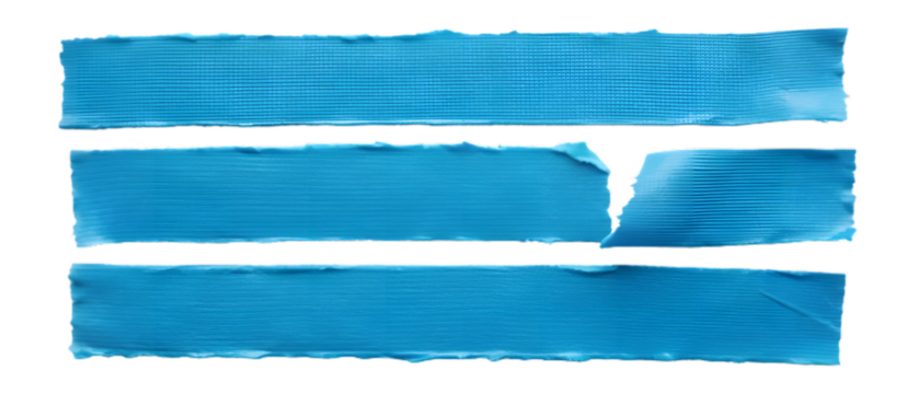 Blue adhesive tape isolated on transparent background