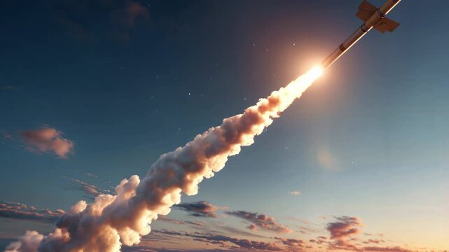 Missile Captured in Mid-Flight with Exhaust Trail in High-Speed Video