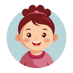 Obraz premium happy baby girl, smiling baby, cheerful child, light skin baby, baby portrait, baby face, cartoon baby girl, toddler girl, young child character, white background, flat design, baby avatar, girl clipa
