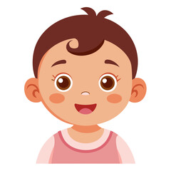 Obraz premium happy baby girl, smiling baby, cheerful child, light skin baby, baby portrait, baby face, cartoon baby girl, toddler girl, young child character, white background, flat design, baby avatar, girl clipa