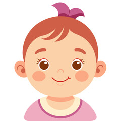 Obraz premium happy baby girl, smiling baby, cheerful child, light skin baby, baby portrait, baby face, cartoon baby girl, toddler girl, young child character, white background, flat design, baby avatar, girl clipa