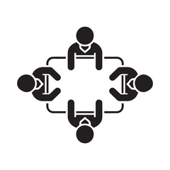 Obraz premium Top view illustration of a business meeting with four figures around a square table