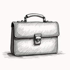 Sketch of a business briefcase with handle and clasp closure  