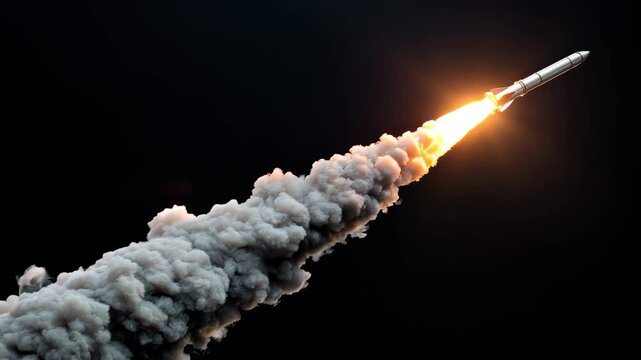 Missile Captured in Mid-Flight with Exhaust Trail in High-Speed Video