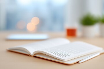 Fototapeta premium flat-lay of stock trading book open beside tablet showing watchlist pen and energy drink on mat
