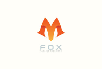 Abstract Initial Letter M minimalist Fox Logo, suitable for brand and company logo design, vector illustration