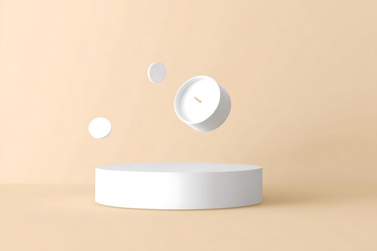 Abstract floating white objects on a pastel background