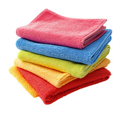 Stack of colorful towels isolated on transparent background