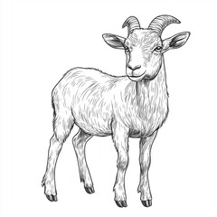 Hand-drawn illustration of a goat isolated on a white background