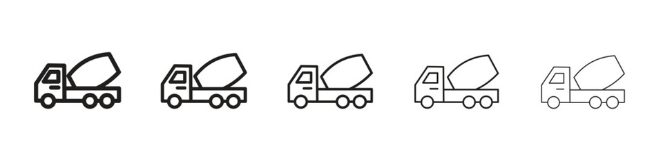 Cement truck icon isolated silhouette on white background. Vector illustration.