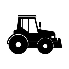 Naklejka premium Road roller full black silhouette construction machinery vector illustration
