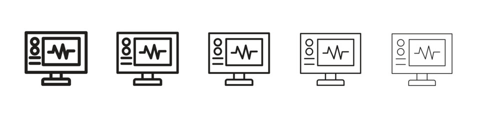 EKG monitor icon isolated silhouette on white background. Vector illustration.
