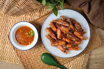Crispy Fried Shrimp Heads in white plate