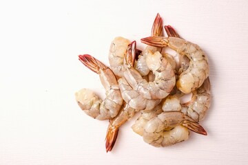 Peeled fresh  shrimp  on white background