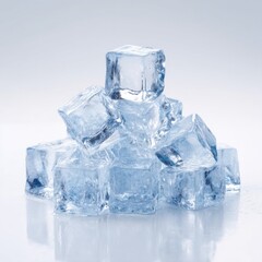 A pile of clear ice cubes