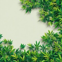 Fresh Green Leaf Border with Soft Background