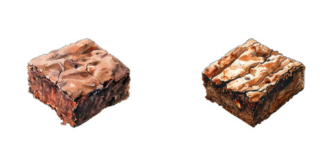 chocolate brownie watercolor vector illustration