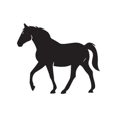 Obraz premium Running Horse Silhouette Black Vector Illustration