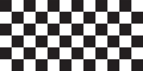 Black and white chess pattern. Checkerboard seamless vector illustration. Abstract checkered checkerboard for game. Grid geometric square shape. Race flag.