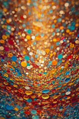 Obraz premium Colorful abstract bubbles with festive bokeh lights
