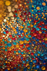 Colorful abstract macro bubbles with bokeh lights