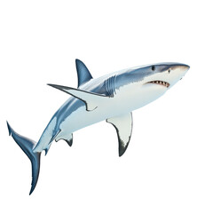 Obraz premium Shark swimming against a clean Transparent background for an educational highlight of marine life, Shark isolated PNG background