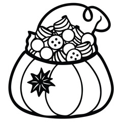 trick or treat bag overflowing with candy.eps